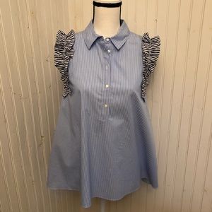 Zara woman sleeveless pinstripe top